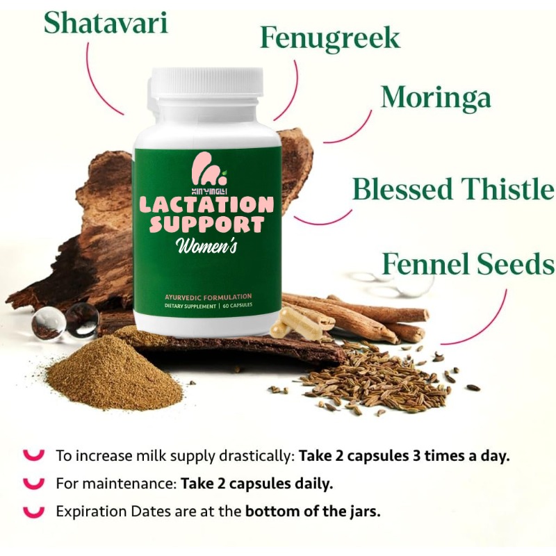 Ayurvedic & Herbal Wellness Kits - อาหารเสริมบำรุงน้ำนมแบบอายุรเวท 60 แคปซูล ประกอบด้วยส่วนผสมเช่น มะรุม ฮูลูบา