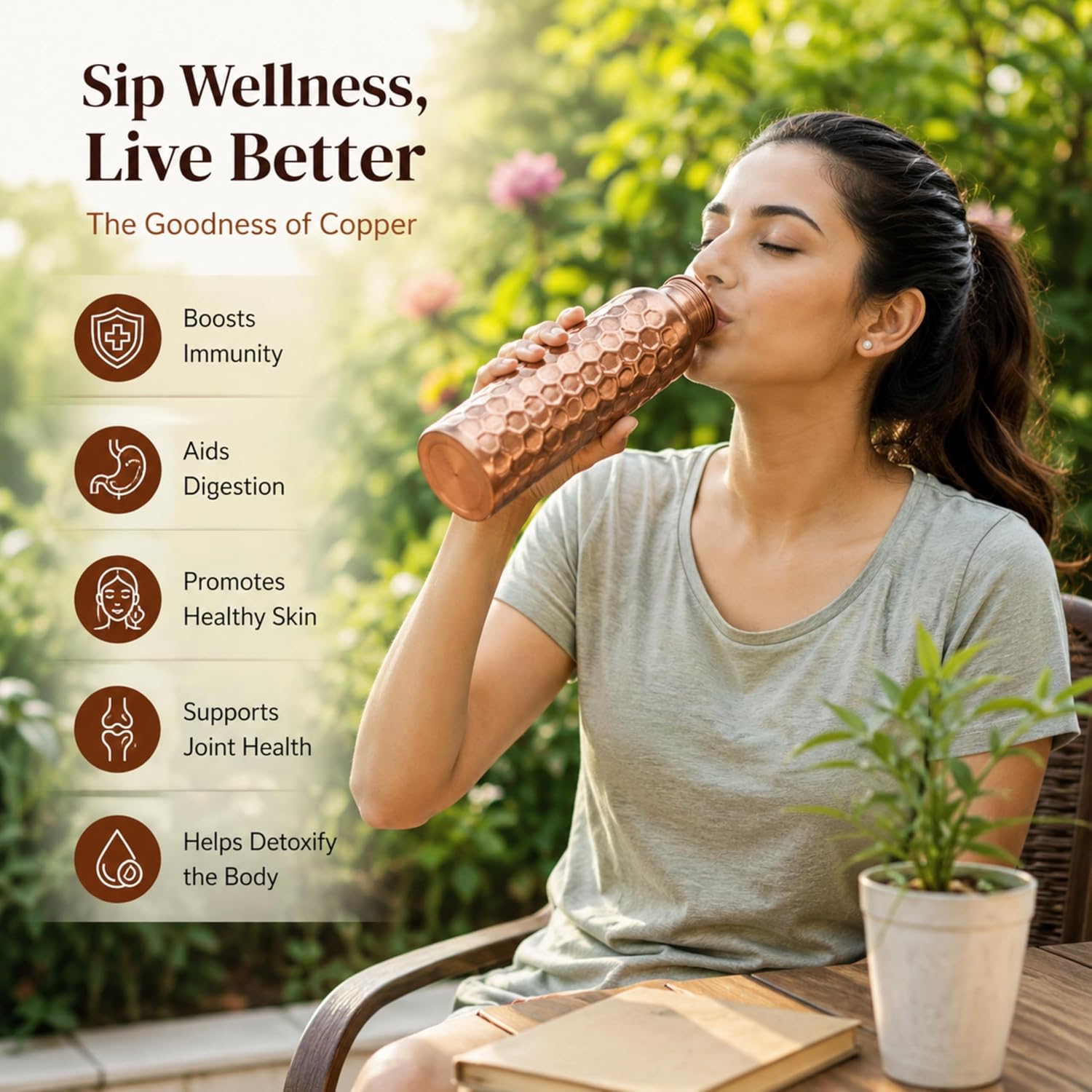 ชุดขวดน้ำทองแดงขนาด 32 ออนซ์ จ - Ayurvedic & Herbal Wellness Kits บทวิจารณ์และราคา
