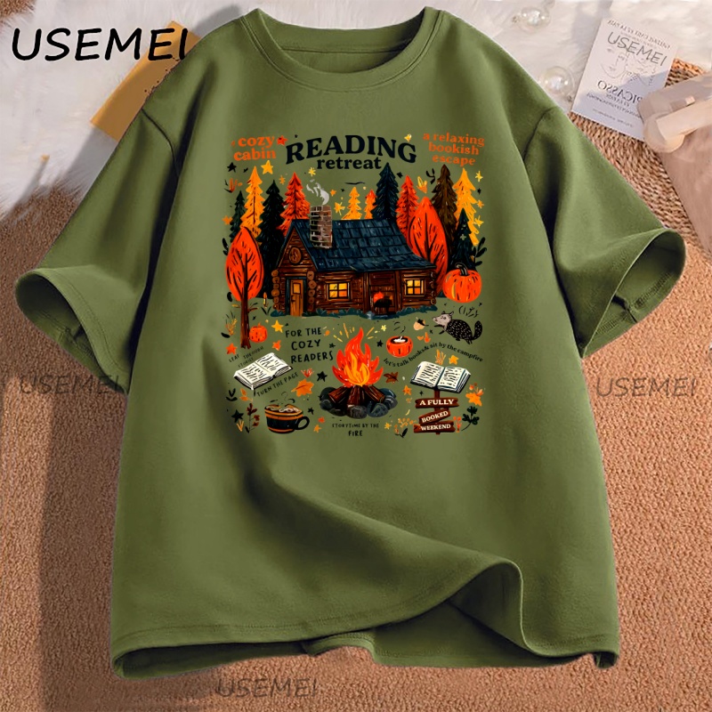 เสื้อยืดลาย Cozy Cabin Reading - Herbal Wellness Book บทวิจารณ์และราคา