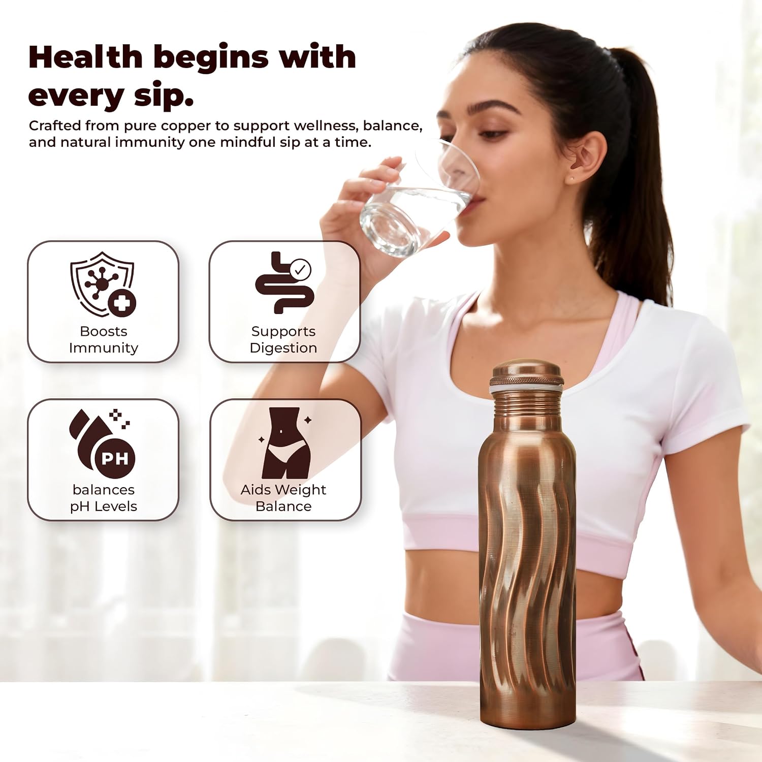 ขวดน้ำทองแดงโบราณ 1000 มล. (แพ - Ayurvedic & Herbal Wellness Kits บทวิจารณ์และราคา